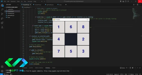 پروژه پازل 8 تایی با استفاده از Python و کتابخانه Pygame