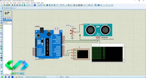 پروژه اندازه‌گیری فاصله با سنسور اولتراسونیک و آردوینو و شبیه سازی در پروتئوس